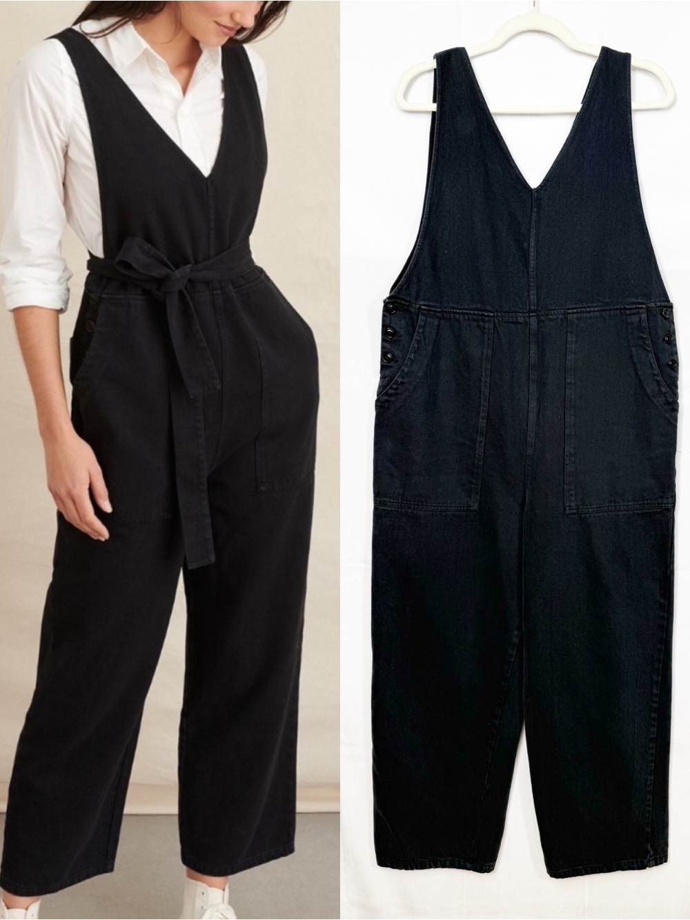 Alex Mill Ollie Recycled Denim Overalls Utility Jumpsuit Washed Black